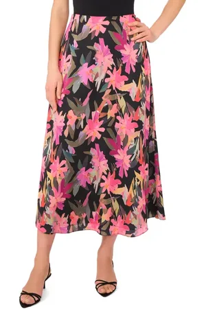 Vince Camuto Floral Bias Cut Midi Skirt in at Nordstrom, Size X-Large