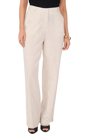 Vince Camuto Pinstripe Wide Leg Cotton & Linen Pants in at Nordstrom, Size Xx-Small