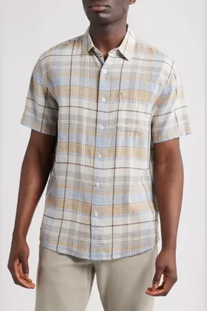Pendleton Dawson Plaid Linen Blend Button-Up Shirt in at Nordstrom, Size Xx-Large
