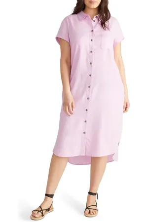 UNIVERSAL STANDARD Dune Linen Blend Midi Shirtdress in at Nordstrom, Size 2Xl