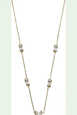 Argento Vivo Sterling Silver Baguette Cubic Zirconia Station Necklace in at Nordstrom