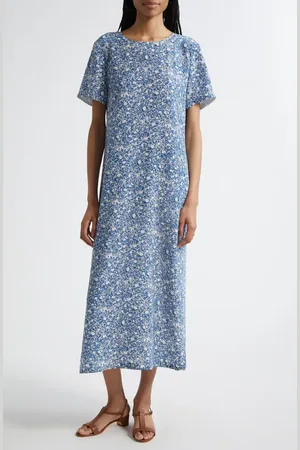 Max Mara Guidy Floral Short Sleeve Silk Dress in at Nordstrom, Size 16