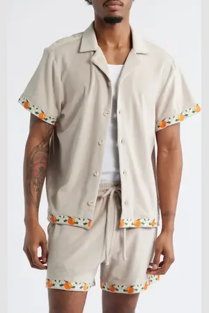 MAVRANS Orange Terry Cloth Camp Shirt in at Nordstrom, Size Small