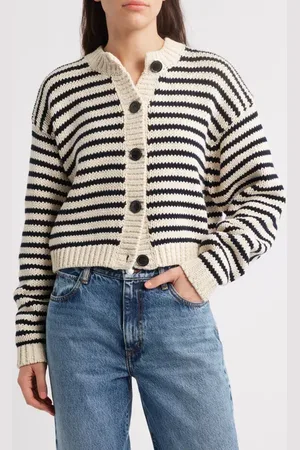 Frame The Stripe Chunky Cotton Cardigan in at Nordstrom, Size Large