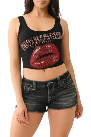 True Religion Rhinestone Crop Tank in at Nordstrom, Size Xx-Large