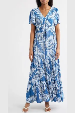 Vince Camuto Palm Print Tiered Maxi Dress in at Nordstrom, Size Xx-Small