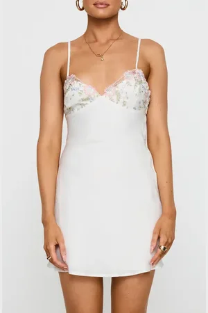 Princess Polly Hintz Embroidered Satin Minidress in at Nordstrom, Size 6