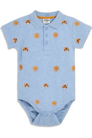 JoJo Maman Bébé Big Cats Embroidered Cotton Polo Bodysuit in at Nordstrom, Size 12-18M