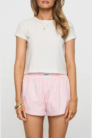 Princess Polly Sincar Boxer Shorts in Pink /White Stripe at Nordstrom, Size 0