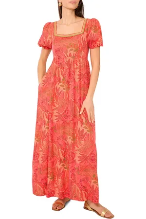 Vince Camuto Square Neck Puff Sleeve Empire Waist Maxi Dress in at Nordstrom, Size Small