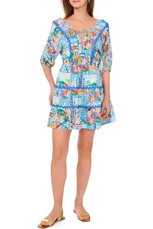 Vince Camuto Balloon Sleeve Tiered Fit & Flare Dress in at Nordstrom, Size Small