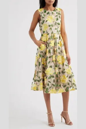 Tahari ASL Floral Embroidered Sleeveless Dress in at Nordstrom, Size 8