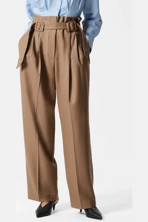 & OTHER STORIES Tailored Stripe Belted Paperbag Waist Wool Trousers in at Nordstrom, Size 4