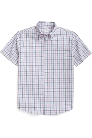 Brooks Brothers Friday Regular Fit Plaid Short Sleeve Cotton Poplin Button-Down Shirt in at Nordstrom, Size Xx-Large