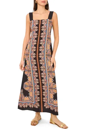 Vince Camuto Print Square Neck Sleeveless Maxi Dress in at Nordstrom, Size X-Small
