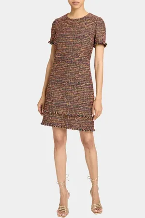 Santorelli MELANIA Short Sleeve Shift Dress in Multi Color Modern Tweed in at Nordstrom, Size 8