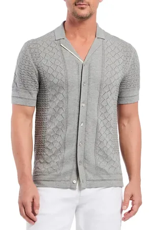 Robert Graham Delmar Pointelle Cotton Button-Up Sweater in at Nordstrom, Size Medium