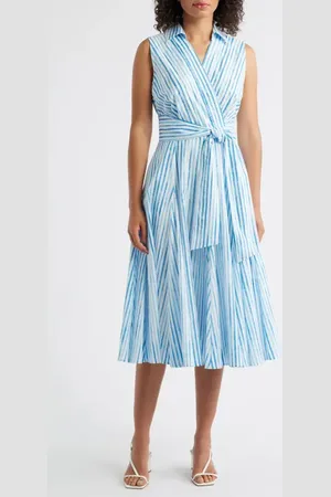 Tahari ASL Stripe Sleeveless Midi Dress in at Nordstrom, Size 8
