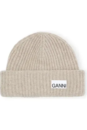 Ganni Structured Rib Wool Blend Beanie in at Nordstrom