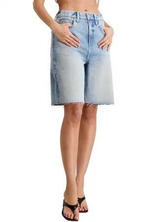 GOOD AMERICAN Good Standard Raw Hem Denim Bermuda Shorts in at Nordstrom, Size 00