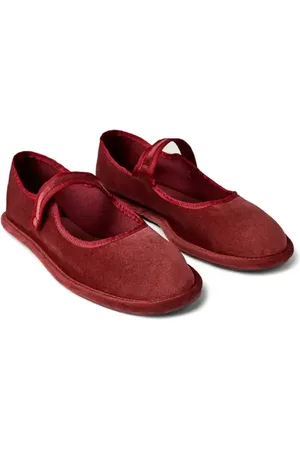 MANGO Snap Strap Velour Ballet Flat in at Nordstrom, Size 9