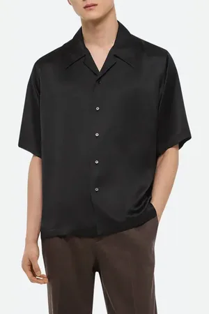Helmut Lang Boxy Silk Camp Shirt in at Nordstrom, Size X-Small