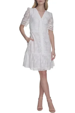 Eliza J Short Sleeve Floral Burnout Shirtdress in at Nordstrom, Size 12