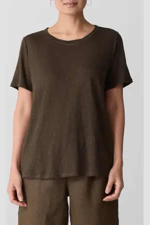 Eileen Fisher Organic Linen Crewneck T-Shirt in at Nordstrom, Size X-Small