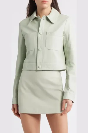 Frame Crop Leather Jacket in at Nordstrom, Size Large