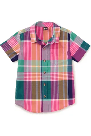 Tea Collection Plaid Button Up Woven Shirt in at Nordstrom, Size 3-6M