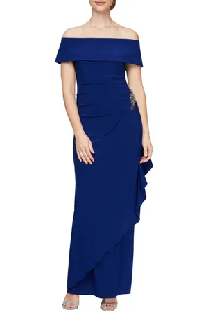 Alex Evenings Embellished Off the Shoulder Column Gown in at Nordstrom, Size 8