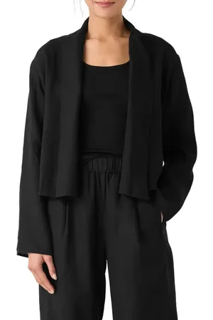 Eileen Fisher Shawl Collar Open Front Organic Linen Jacket in at Nordstrom, Size Small