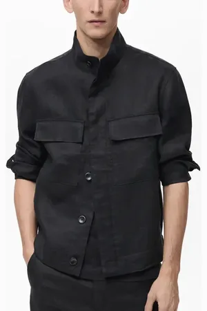 MANGO Linen Jacket with Stand Collar in at Nordstrom, Size Small