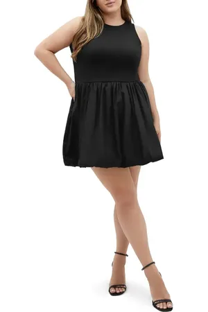 City Chic Darcey Mixed Media Bubble Minidress in at Nordstrom