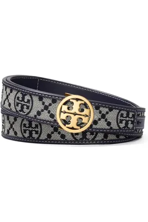 Tory Burch Miller T Monogram Jacquard & Leather Belt in at Nordstrom, Size Medium