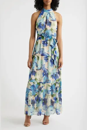 Julia Jordan Floral Chiffon Maxi Dress in at Nordstrom, Size 16