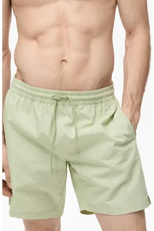 MANGO Seersucker Swim Trunks in at Nordstrom, Size Medium