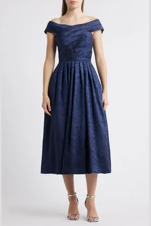 Tahari ASL Crushed Taffeta Off the Shoulder Cocktail Dress in at Nordstrom, Size 8