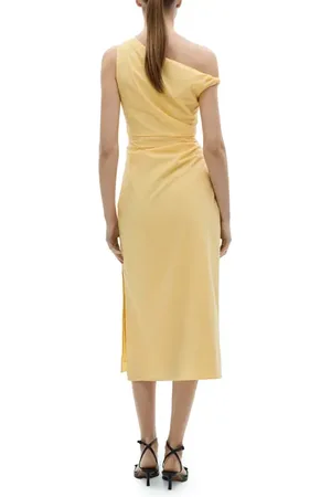 MANGO Asymmetric Neck Draped Midi Dress in at Nordstrom, Size 6