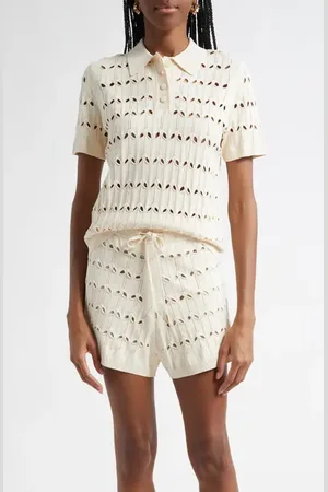 ZIMMERMANN Rhiannon Pointelle Sweater Polo in at Nordstrom, Size 1