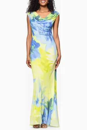 Betsy & Adam Cowl Neck Chiffon Dress in at Nordstrom, Size 4P