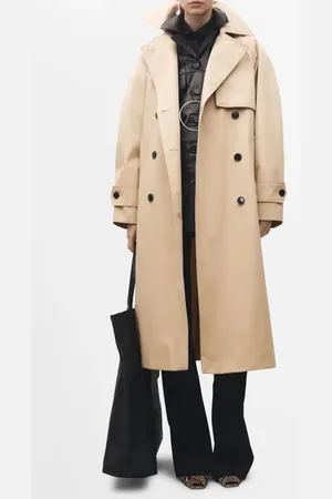 MANGO Oversize Long Cotton Trench Coat in at Nordstrom, Size Medium