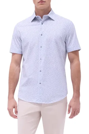 Bugatchi Miles OoohCotton?? Abstract Print Short Sleeve Button-Up Shirt in at Nordstrom, Size Xxx-Large