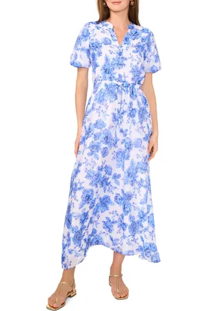 Vince Camuto Floral Puff Sleeve A-Line Maxi Dress in at Nordstrom, Size Small