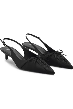 MANGO Bow Pointed Toe Kitten Heel Slingback Pump in at Nordstrom, Size 5