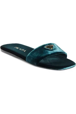 Prada Logo Velvet Slide Sandal in at Nordstrom, Size 5Us