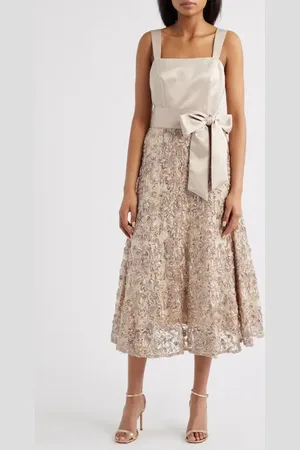 Tahari ASL Sequin Soutache Satin Cocktail Dress in at Nordstrom, Size 4