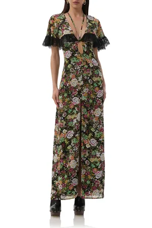 AFRM Jayson Floral Print Lace Maxi Dress in at Nordstrom, Size Medium