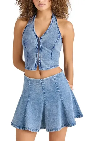Steve Madden Beatrix Denim Halter Top in at Nordstrom, Size X-Small