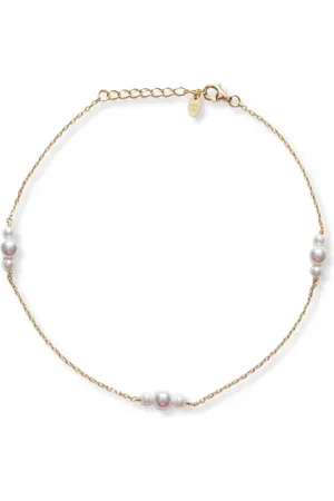 Argento Vivo Sterling Silver Faux Pearl Station Anklet in at Nordstrom